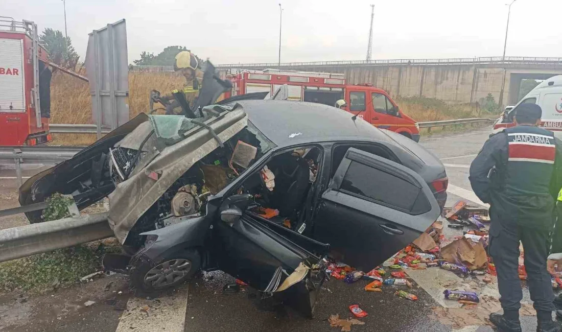 Bursa’nın İnegöl ilçesinde meydana gelen kazada yağış nedeniyle kontrolden çıkan