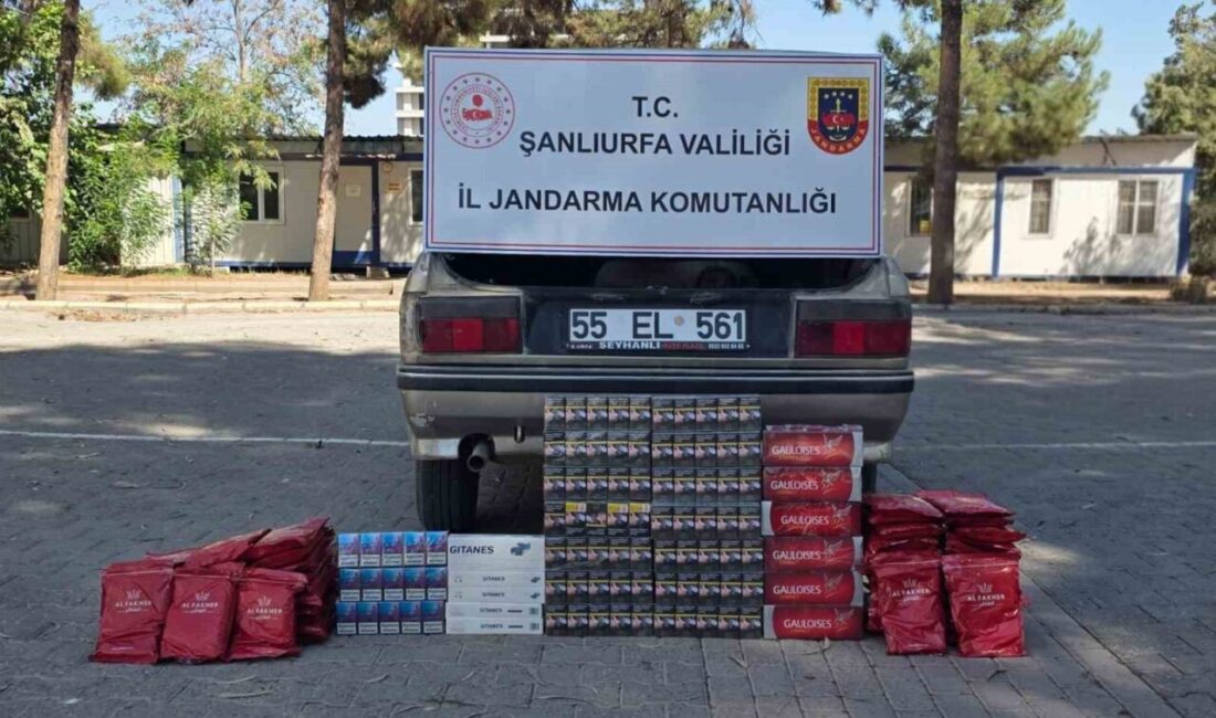 Şanlıurfa’nın Eyyübiye ilçesinde jandarma tarafından durdurulan araçtan bin paket gümrük