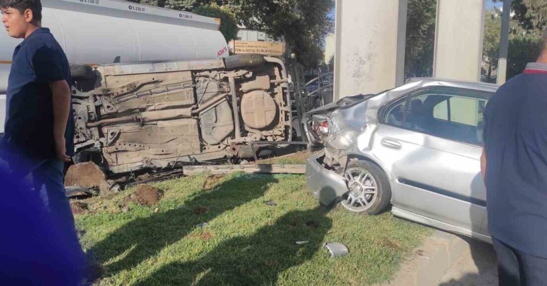Adıyaman’da otomobille çarpışan araç takla atarak durabildi. Edinilen bilgilere göre,