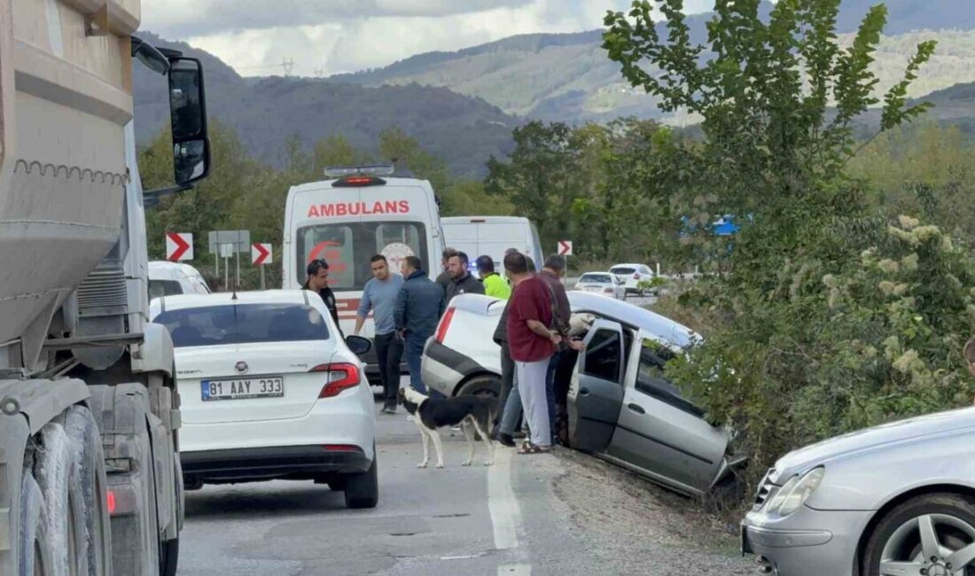 Düzce’de iki aracın karıştığı trafik kazasında 1’i çocuk 4 kişi