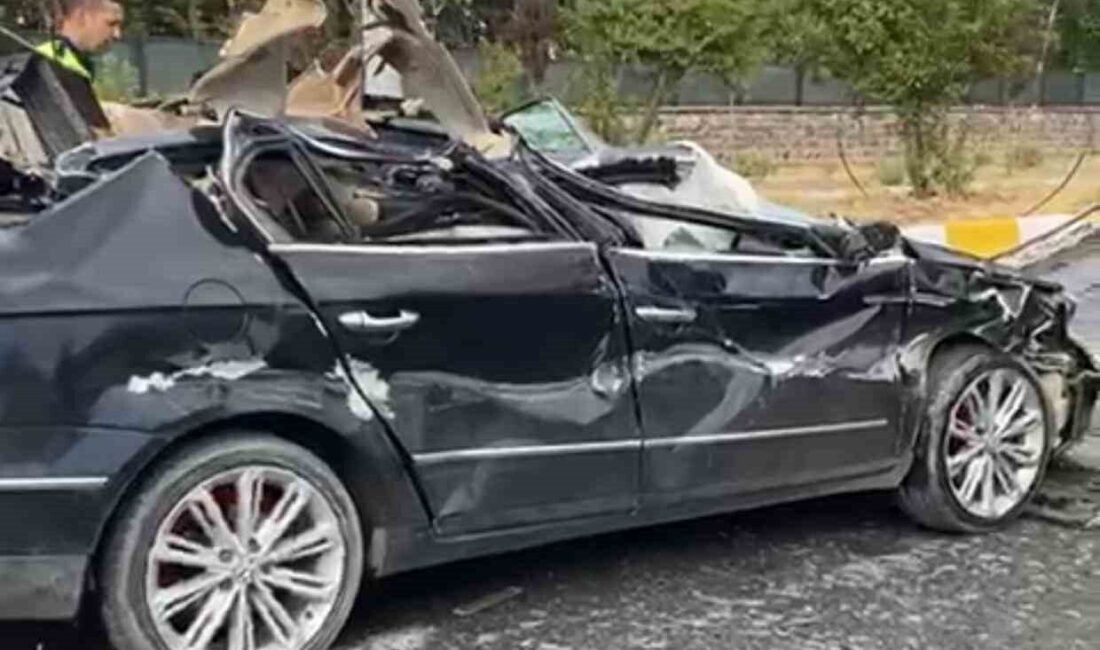 Ağrı’nın Patnos ilçesinde SGK binası önünde, koyun yüklü tır otomobile