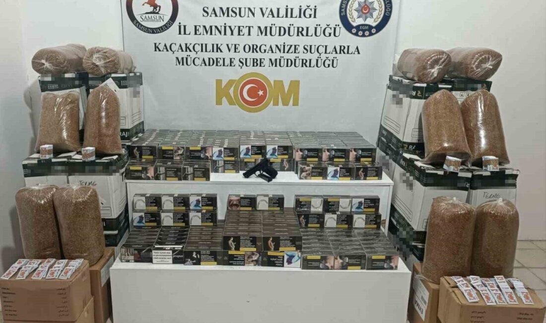 Samsun’da polis ekiplerince bir iş yeri ve depoya düzenlenen baskında