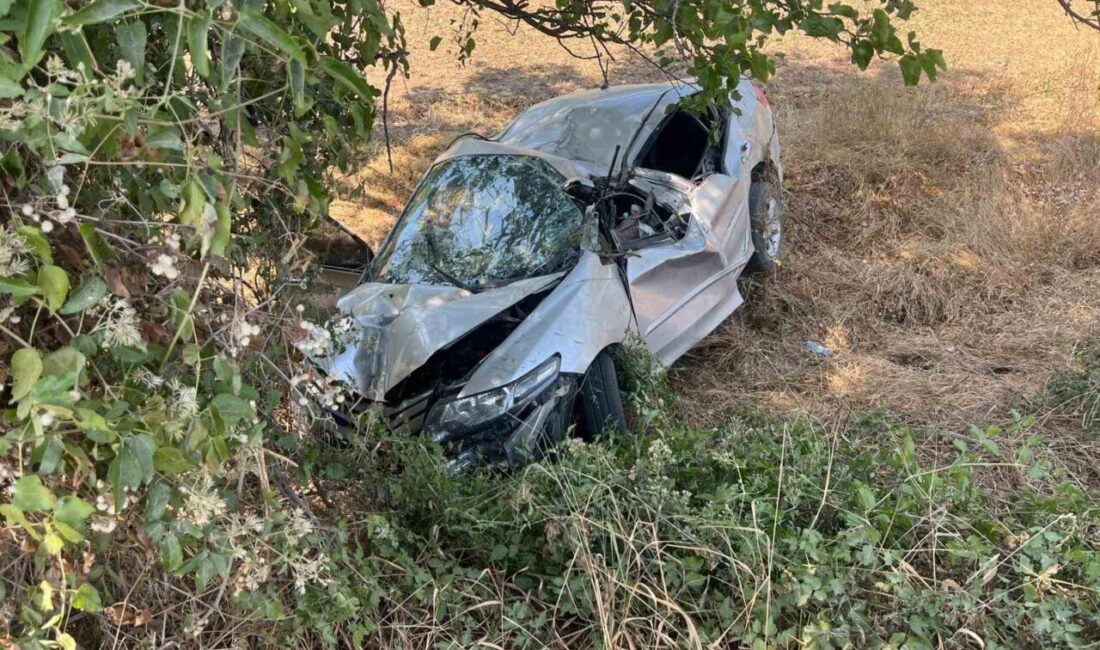 Kastamonu’da şarampole yuvarlanan otomobil, ağaçlara çarparak durabildi. Kazada sürücü ağır