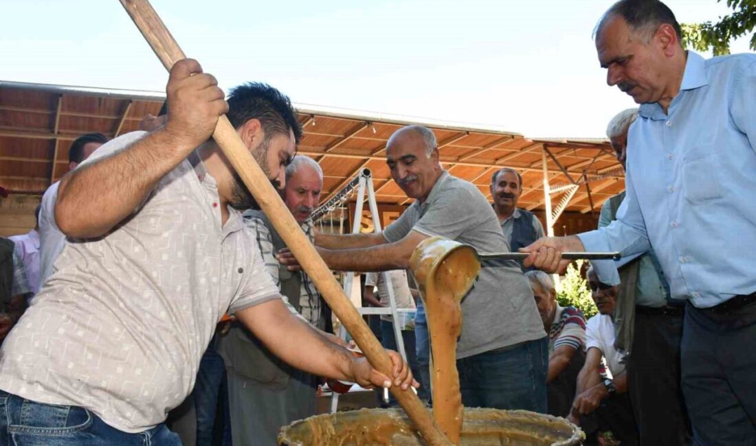 Şanlıurfa’nın Siverek ilçesinde, üzüm hasadının ardından geleneksel yöntemlerle yapılan şire
