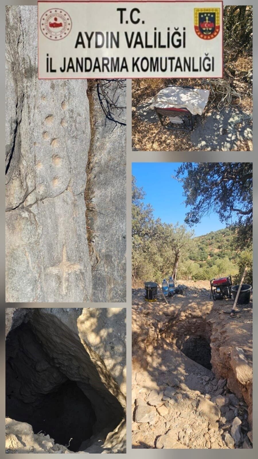 Aydın’ın Söke ilçesinde jandarma ekiplerince düzenlenen operasyonda kaçak kazı yapan