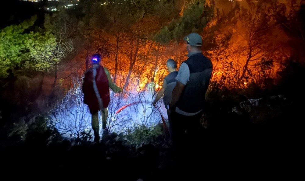 Aydın’ın Söke ilçesinde çıkan orman yangınında alevlerin kontrol altına alınabilmesi