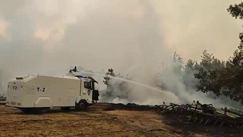 Denizli’de görevli Toplumsal Olaylara Müdahale Aracı (TOMA), beşinci gününe giren