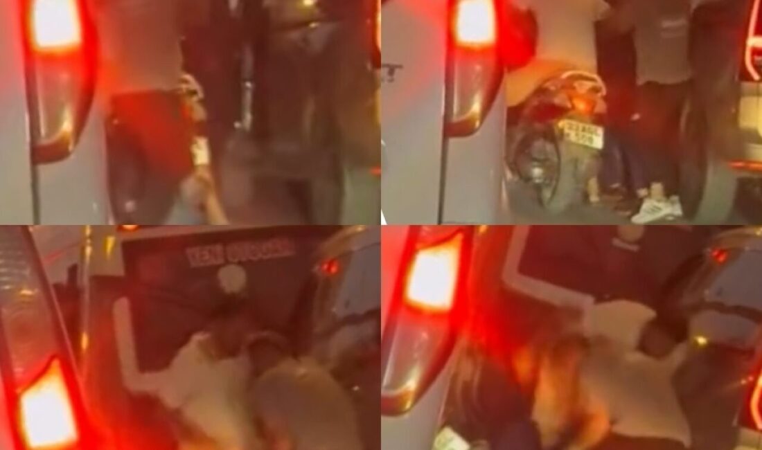 Mersin’de trafikte tartıştıkları bir araç sürücüsünü feci şekilde darbeden motosikletli