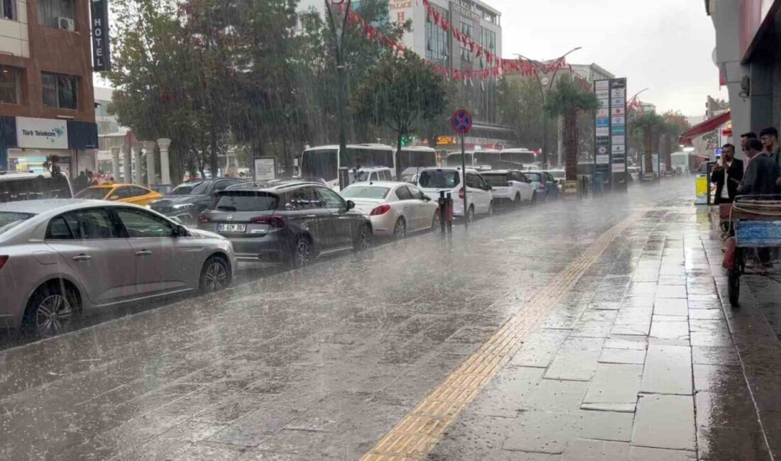 Van’da aniden bastıran gök gürültülü sağanak yağış, kentte kısa süreliğine
