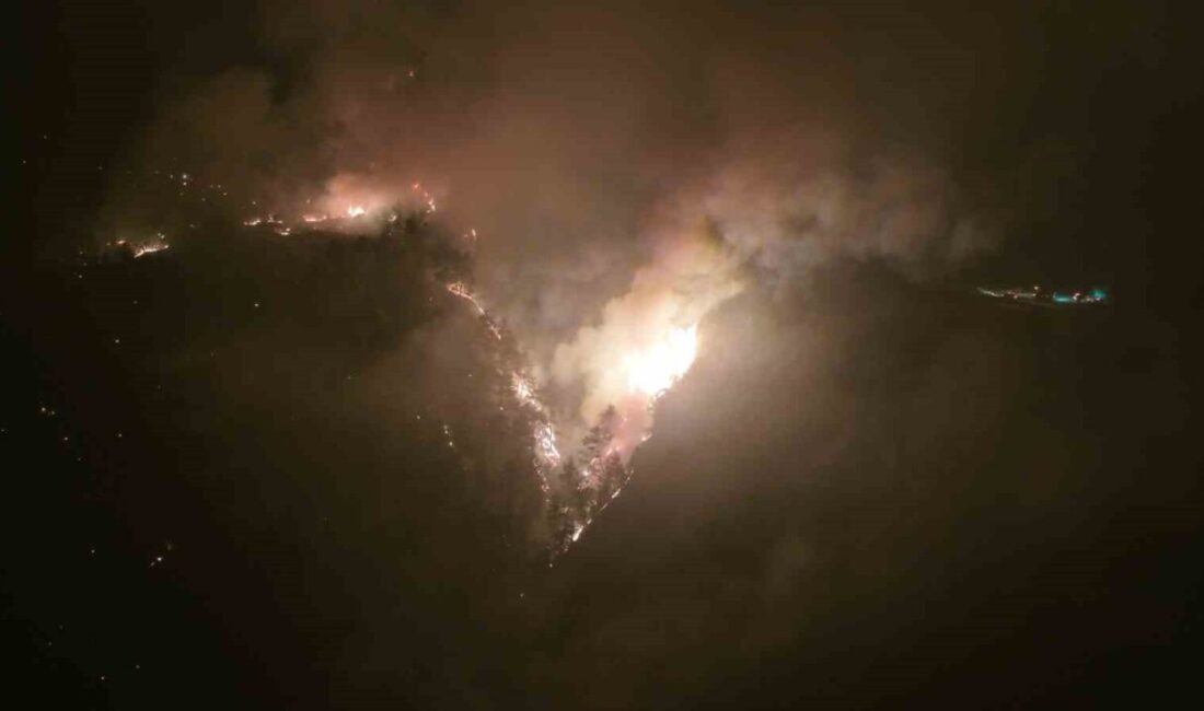 Denizli’de ki yangının 5. gününde gecenin ilk saatlerinde ekiplerin karadan