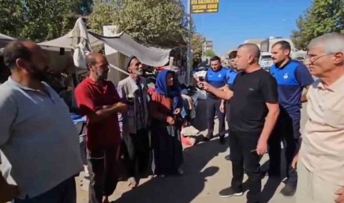Şanlıurfa’nın Viranşehir ilçesinde belediyenin zabıta müdürünün, pazarcı esnafını sıraya dizip