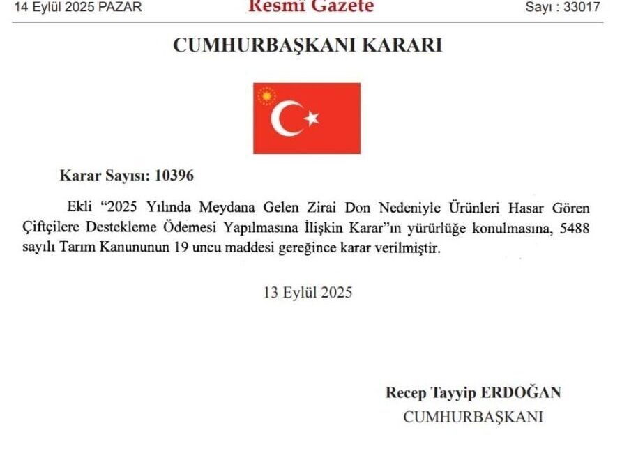 Zirai don nedeniyle ürünleri zarar gören 65 ilde ve 16