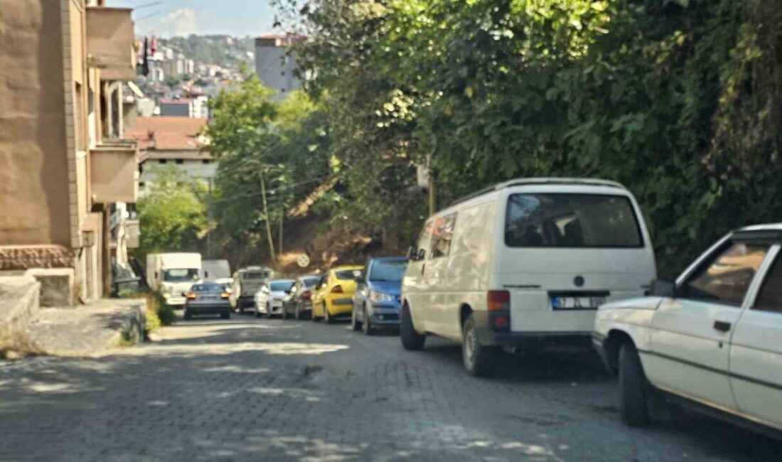 Zonguldak’ta park yasağı tabelasına rağmen yol kenarına bırakılan araçlar, trafiği