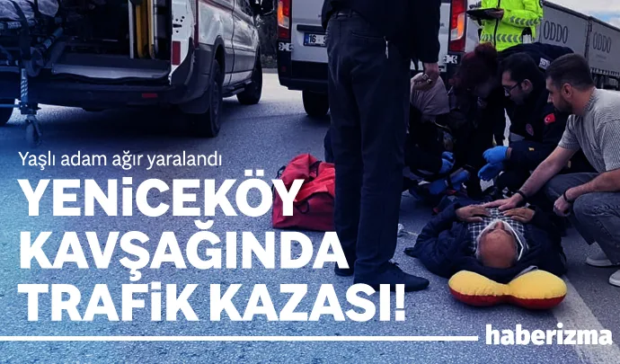 Bursa’da kavşaktan dönüş yapan minibüs, yol kenarında yürüyen yaşlı adama