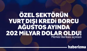 Ağustos sonu itibarıyla, özel sektörün yurt dışından sağladığı toplam kredi
