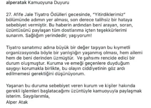 Haliç Kongre Merkezi’nde düzenlenen 27. Yapı Kredi Afife Jale Tiyatro