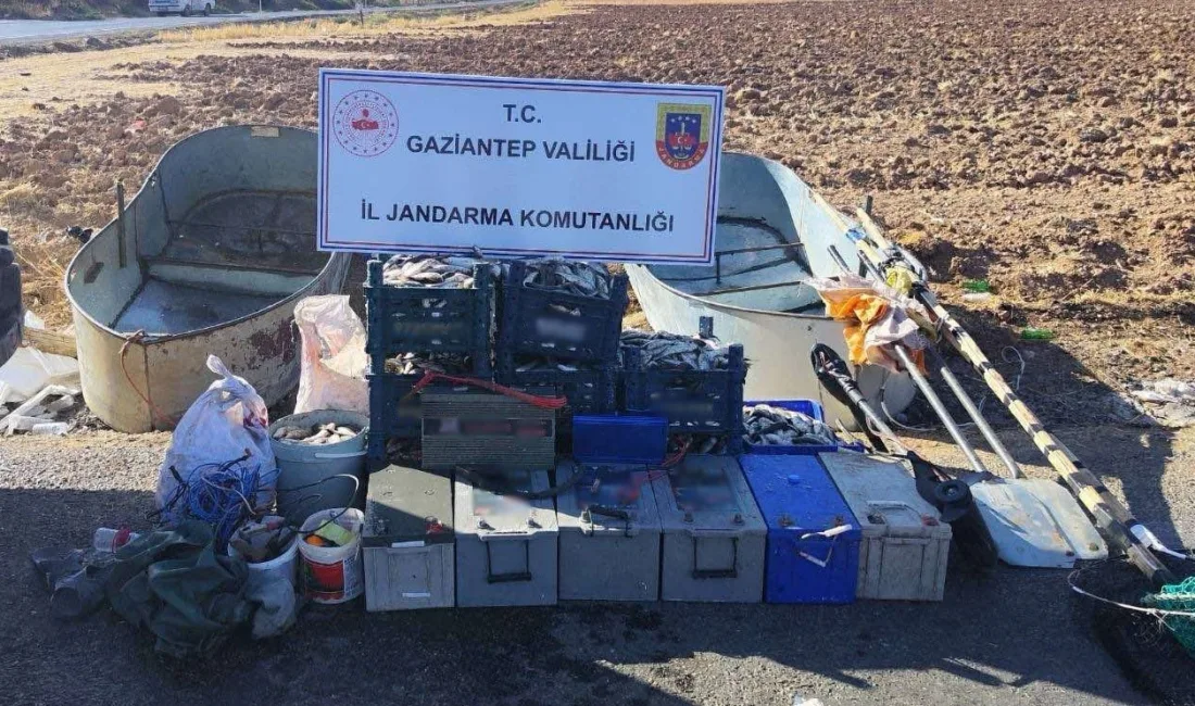 Gaziantep’te yasak olmasına rağmen ağ atarak balık avlayan 2 şahıs,