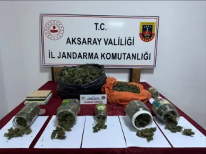 Aksaray’da uyuşturucu ticareti yaptığı tespit edilen şahsa operasyon düzenleyen jandarma,