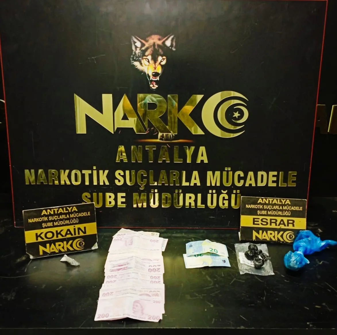 Antalya’da polis ekiplerince son 1 haftada gerçekleştirilen uyuşturucu operasyonlarında 22