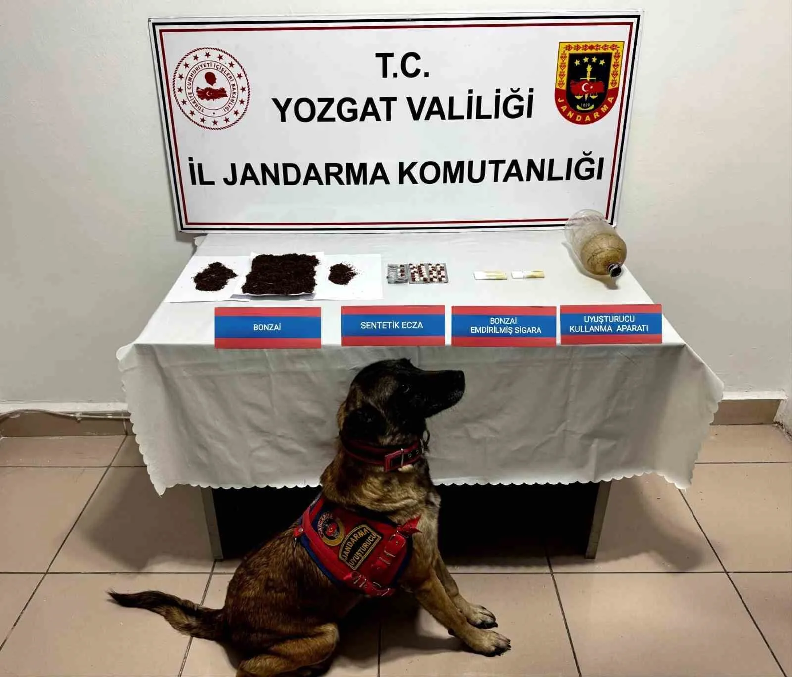 Yozgat’ta uyuşturucu madde kullandığı tespit edilen şüphelinin evinde yapılan aramada