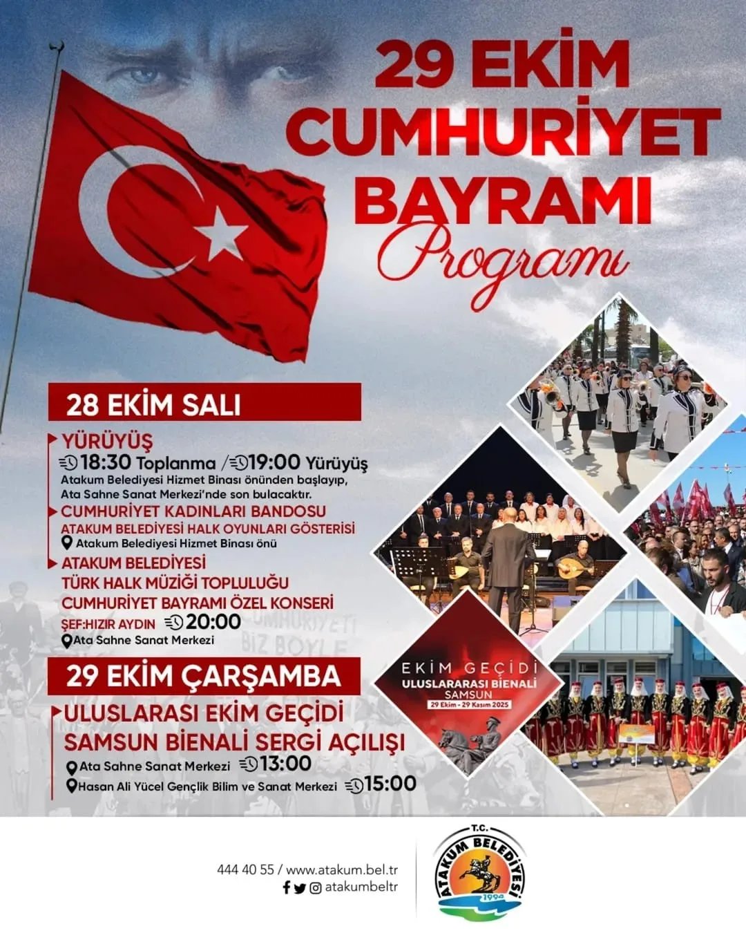 Samsun’un Atakum Belediyesi, Cumhuriyet’in 102. yıl dönümünü sanat, müzik ve