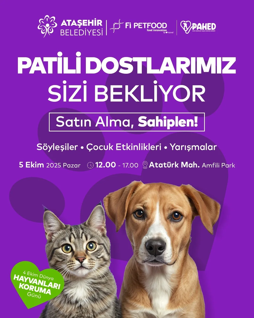 Ataşehir Belediyesi, Dünya Hayvanları Koruma Günü kapsamında anlamlı bir etkinliğe