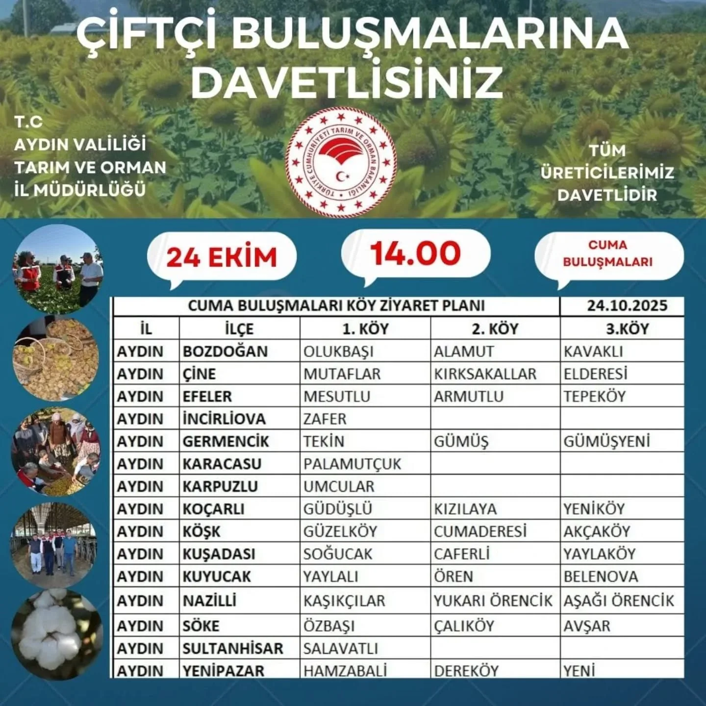 Aydın İl Tarım ve Orman Müdürlüğü tarafından tarımsal üretimin geliştirilmesi,