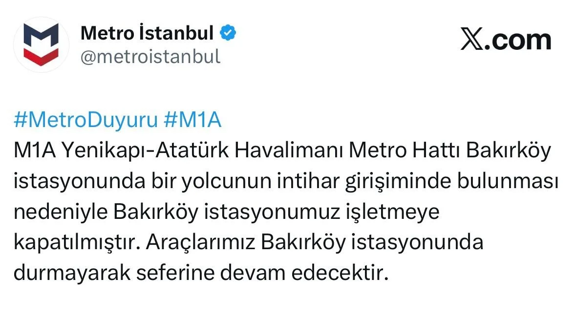 Yenikapı-Atatürk Havalimanı Metro hattı Bakırköy istasyonunda bir yolcu raylara atlayarak