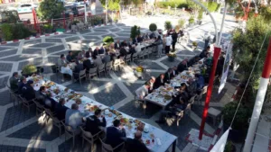 Bozdoğan’da Muhtarlar Günü dolayısıyla düzenlenen çelenk töreninin ardından Bozdoğan Belediye