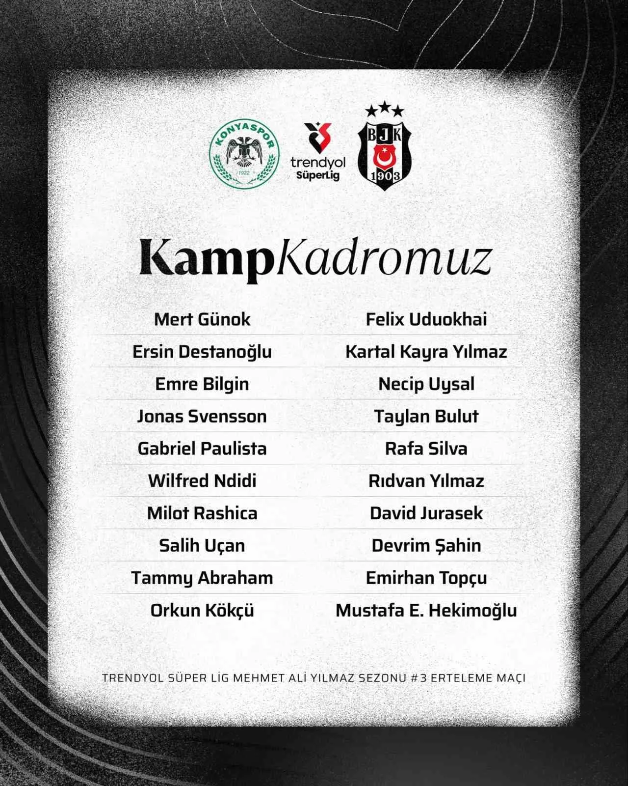 Beşiktaş’ta, yarın deplasmanda Konyaspor ile oynanacak Trendyol Süper Lig’in 3.