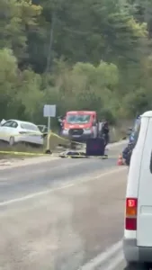Bursa’da Orhaneli yolu üzerinde meydana gelen trafik kazasında otomobil ile