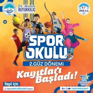 Kayseri Büyükşehir Belediyesi Spor A.Ş. tarafından 15 spor tesisinde düzenlenecek