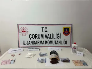 Çorum’da jandarma ekiplerince il merkezi ile iki ilçede düzenlenen uyuşturucu