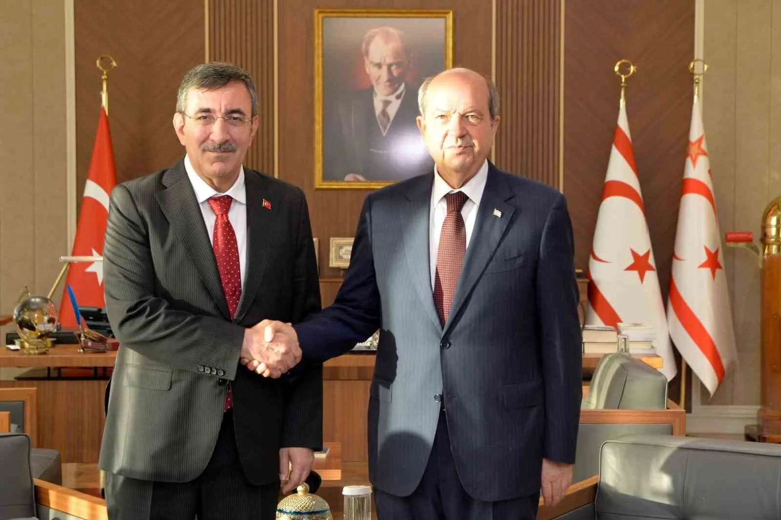 Cumhurbaşkanı Yardımcısı Cevdet Yılmaz, Kuzey Kıbrıs Türk Cumhuriyeti (KKTC) Cumhurbaşkanı