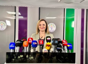 DEM Parti Sözcüsü Ayşegül Doğan, “İsrail ve Hamas arasında kurulan