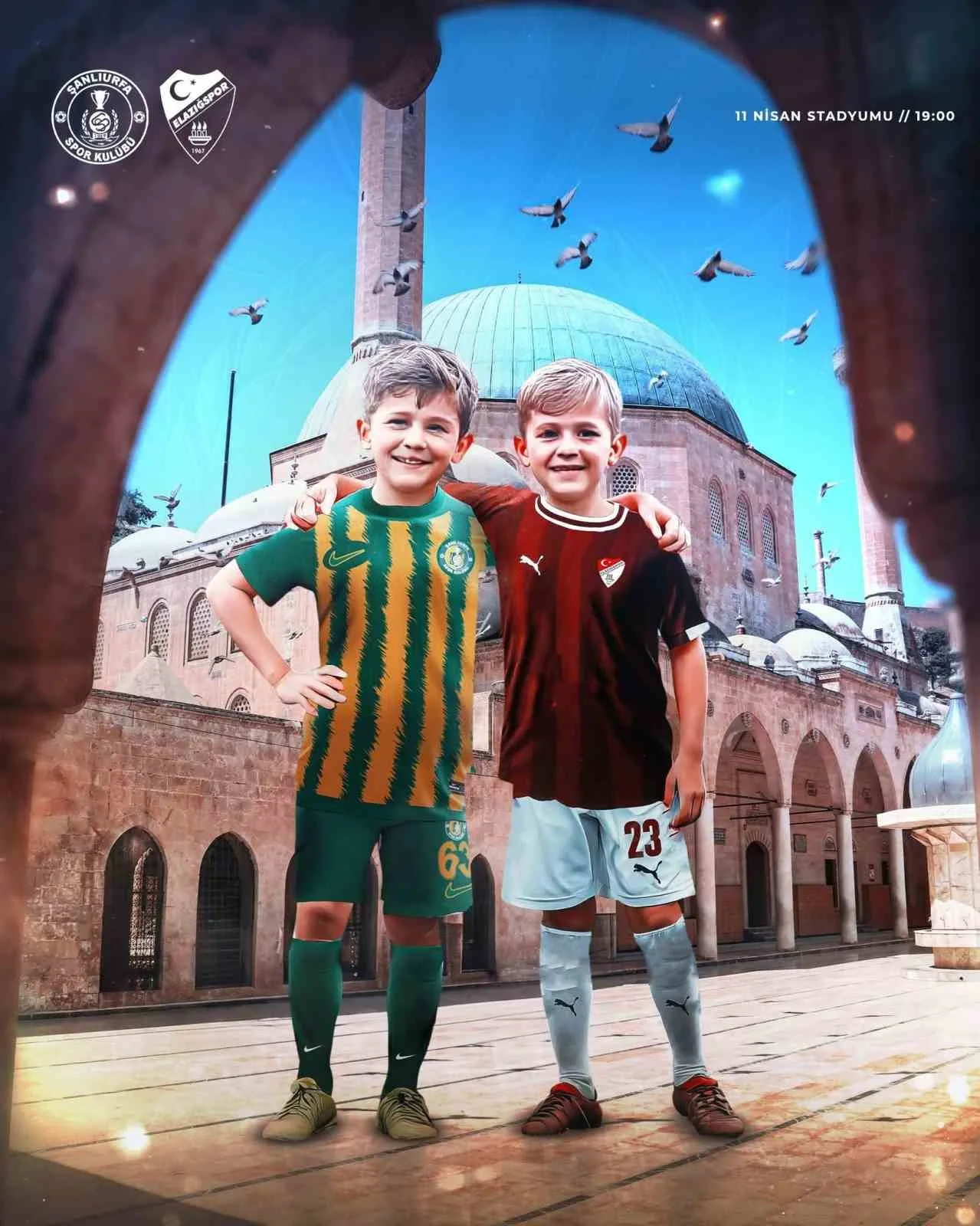 Elazığspor ile Şanlıurfaspor resmi sayfaları maç günü paylaşımlarını kardeşlik temalı