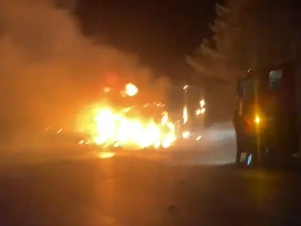 Adana’nın Pozantı ilçesinde otoyolda et yüklü tır dorsesi yandı. Yangın,