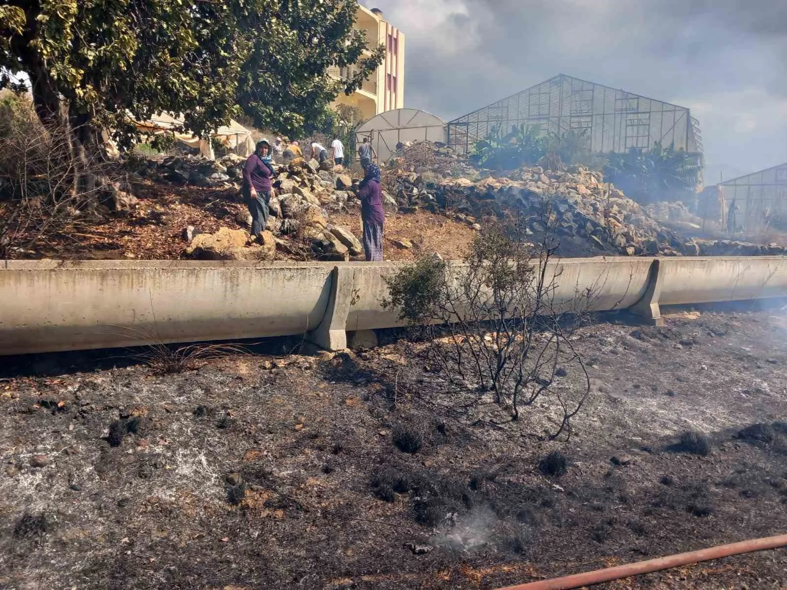 Antalya’nın Gazipaşa ilçesinde zirai alanda çıkan yangın, ekiplerin müdahalesiyle büyümeden