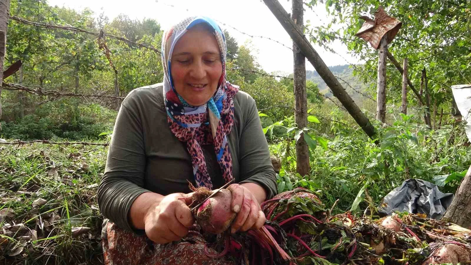 Giresun’un yüksek köylerinde köylü kadınlar, yaz boyunca yetiştirdikleri sebze ve