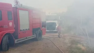 Ankara’nın Güdül ilçesinde bir hobi bahçesinde çıkan yangın itfaiye ekipleri