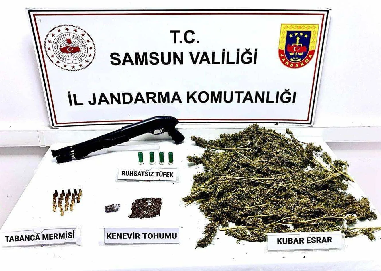 Samsun’da jandarma ekipleri tarafından düzenlenen uyuşturucu operasyonunda 2 kilo 565