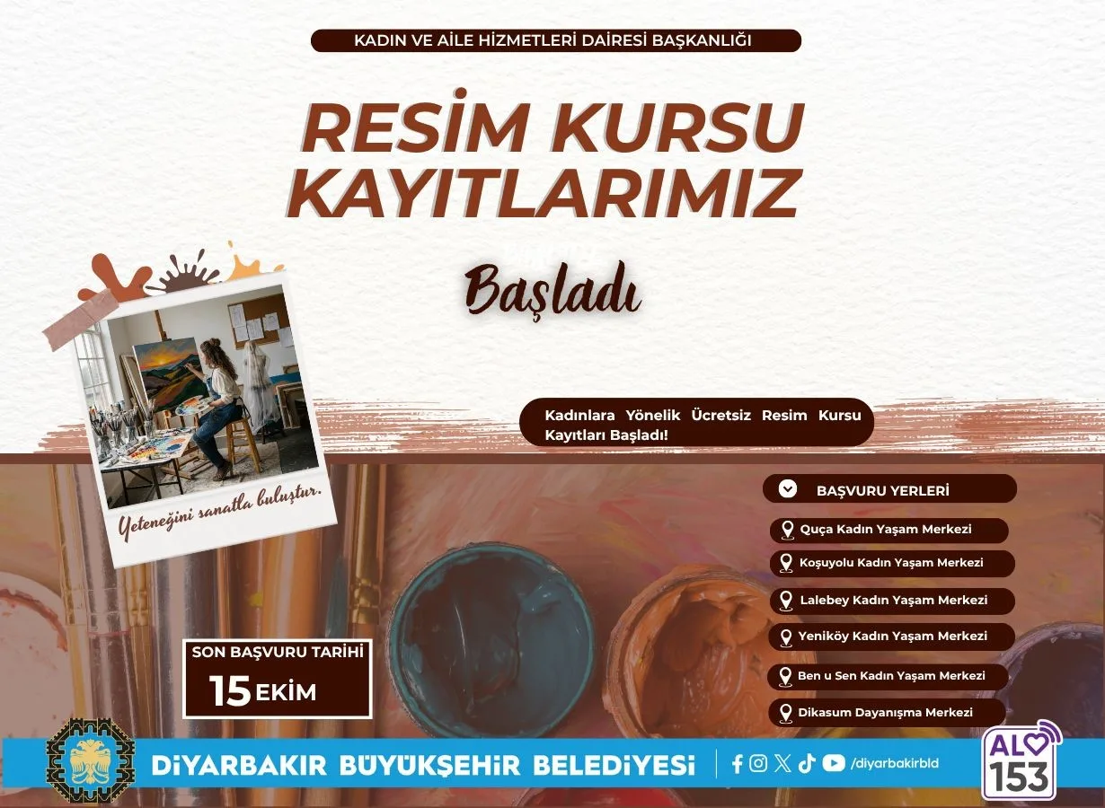 Diyarbakır Büyükşehir Belediyesi, kadınlara yönelik “Yeteneğini sanatla buluştur” sloganıyla resim