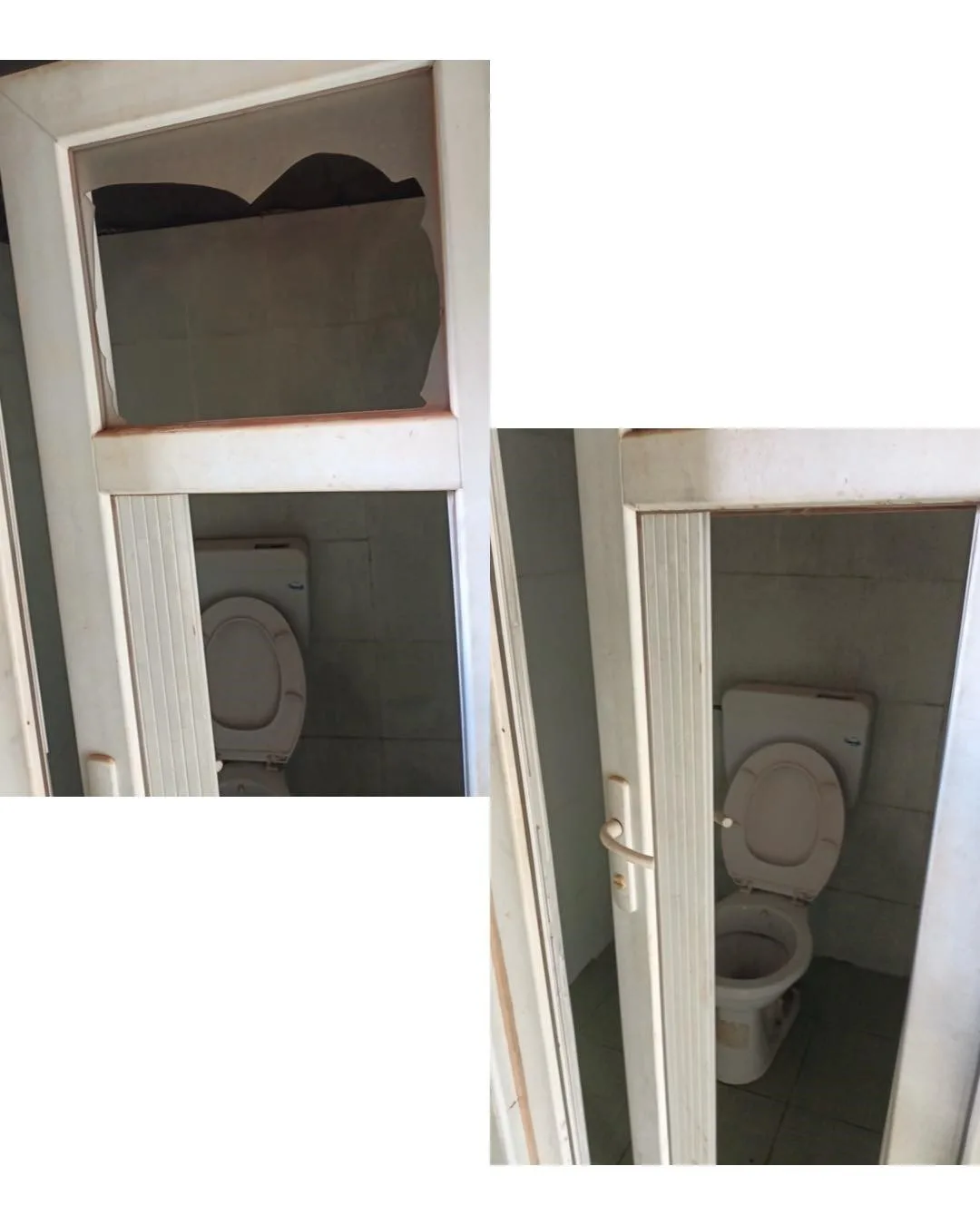 Karacasu’nun Cuma Mahallesi’ndeki umumi tuvaletlerde kapı ve pencerelere, kimliği belirsiz