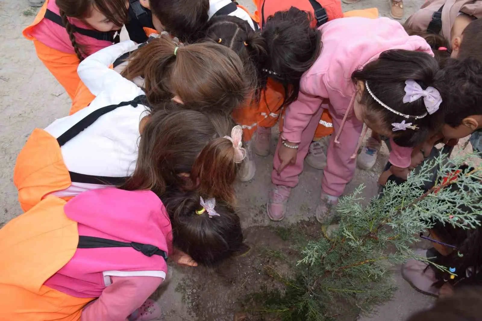 Konya’nın Karapınar ilçesinde öğrenci ve veliler, “Yeşil Gelecek İçin Minik