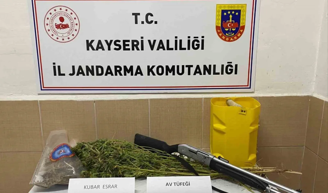Kayseri’de jandarma ekipleri tarafından yapılan çalışmalarda; 1 kilo 690 gram