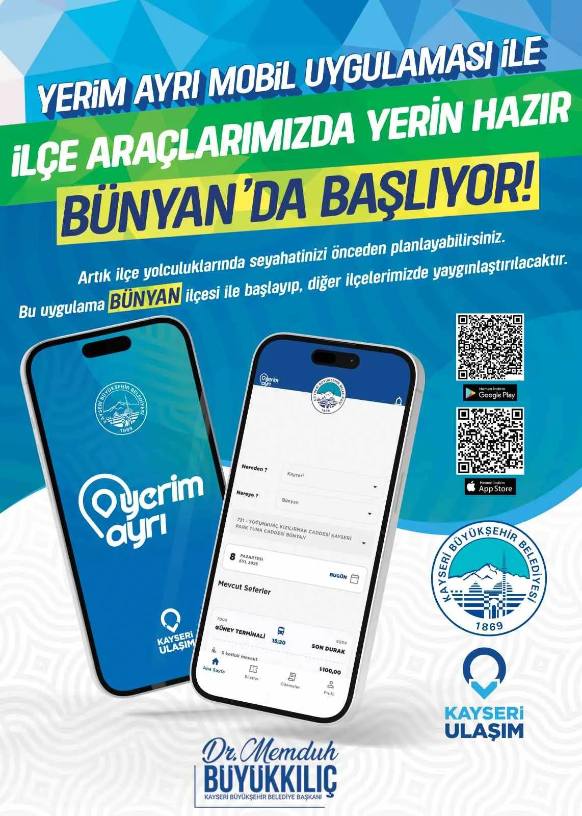 Kayseri Büyükşehir Belediyesi; bir ilke daha imza atarak, vatandaşların ilçe