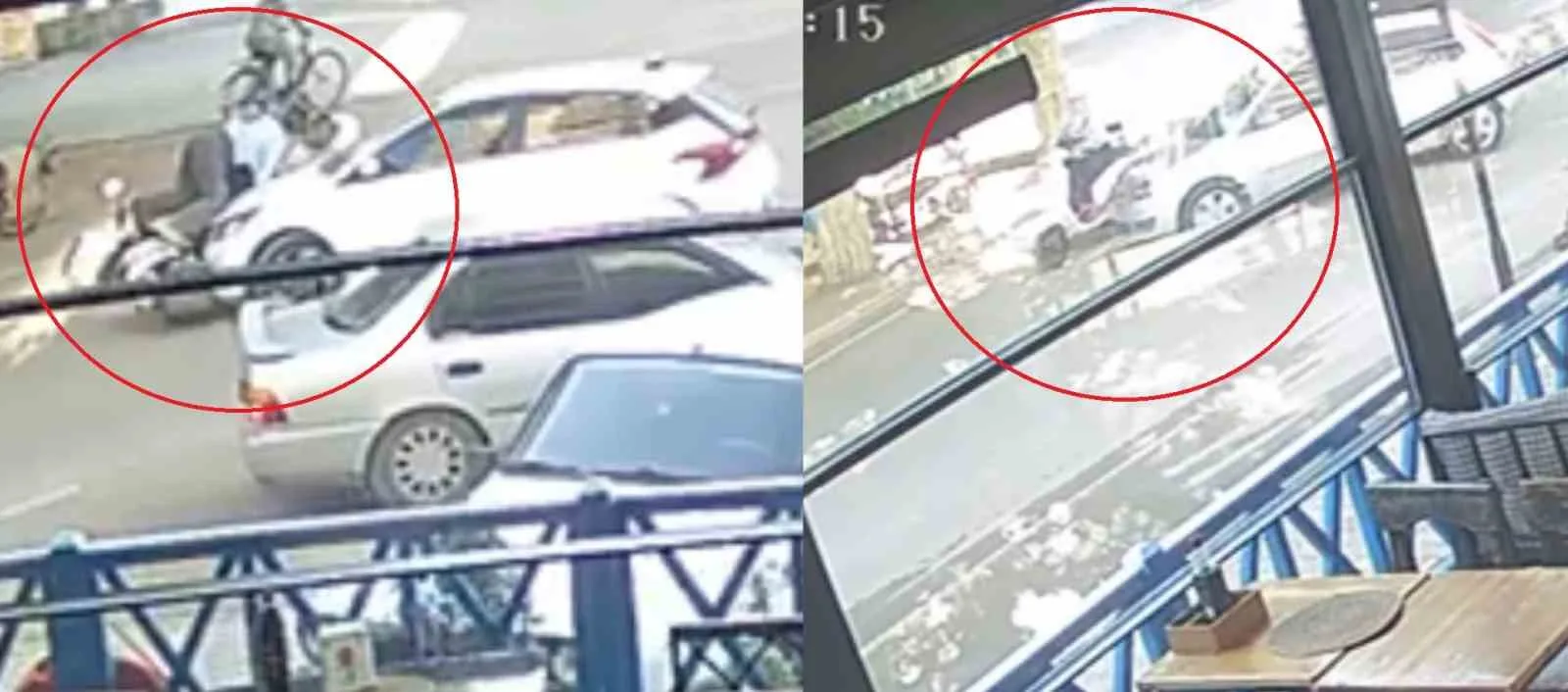 Adana’nın Kozan ilçesinde bir motosikletli aynı yerde iki defa otomobil