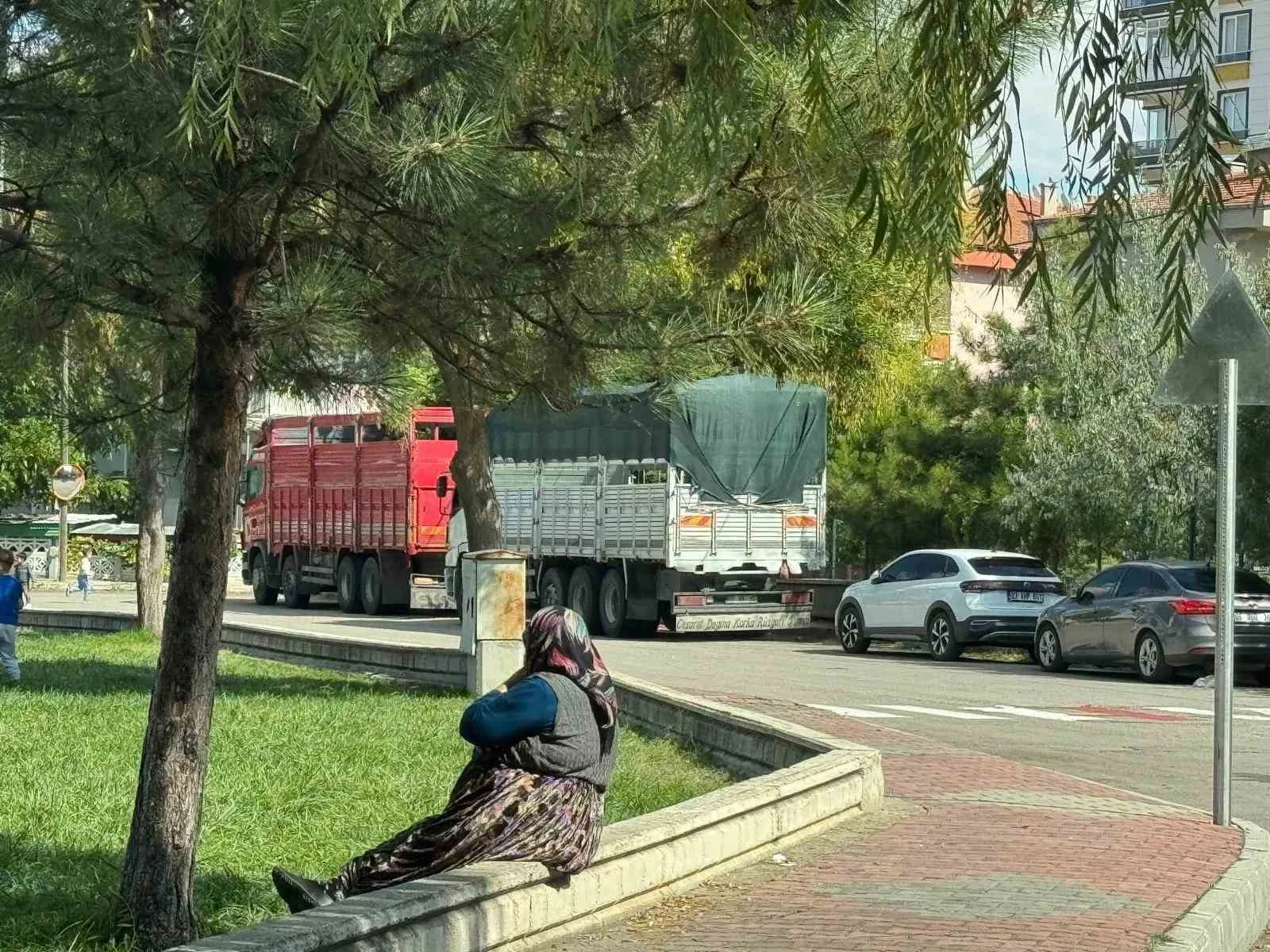 Afyonkarahisar’da mahalle aralarına giren tır ve kamyonlar alt ve üst