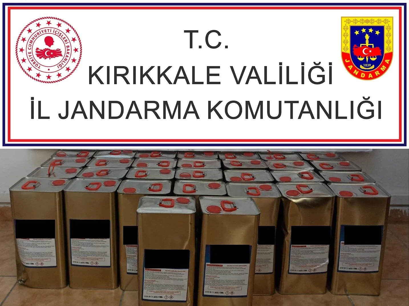Kırıkkale’de jandarma ekipleri, bir kargo firmasının şubesinde 170 litre kaçak