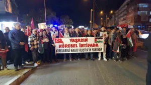 Kırklareli’nde Gazze’ye destek yürüyüşü yapıldı, yürüyüşte metrelerce bayrak açıldı. Kırklareli’de
